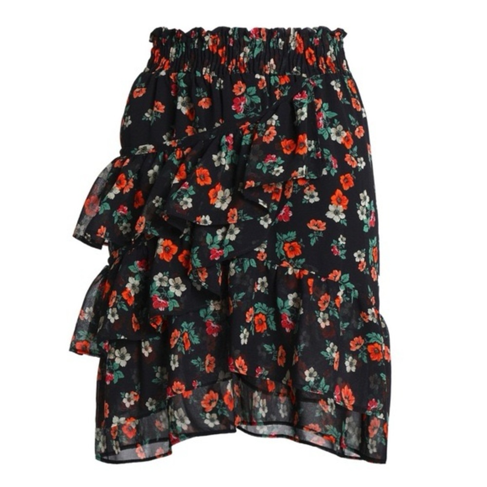 Maje Ruffle Floral Skirt Size Medium